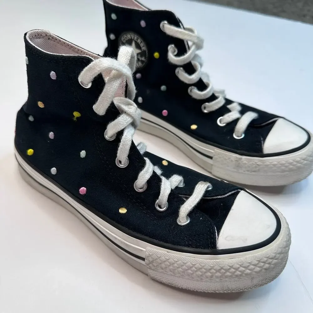 Converse Chuck Taylor All Star Life Embroidered Polka Dot Platform Sneakers